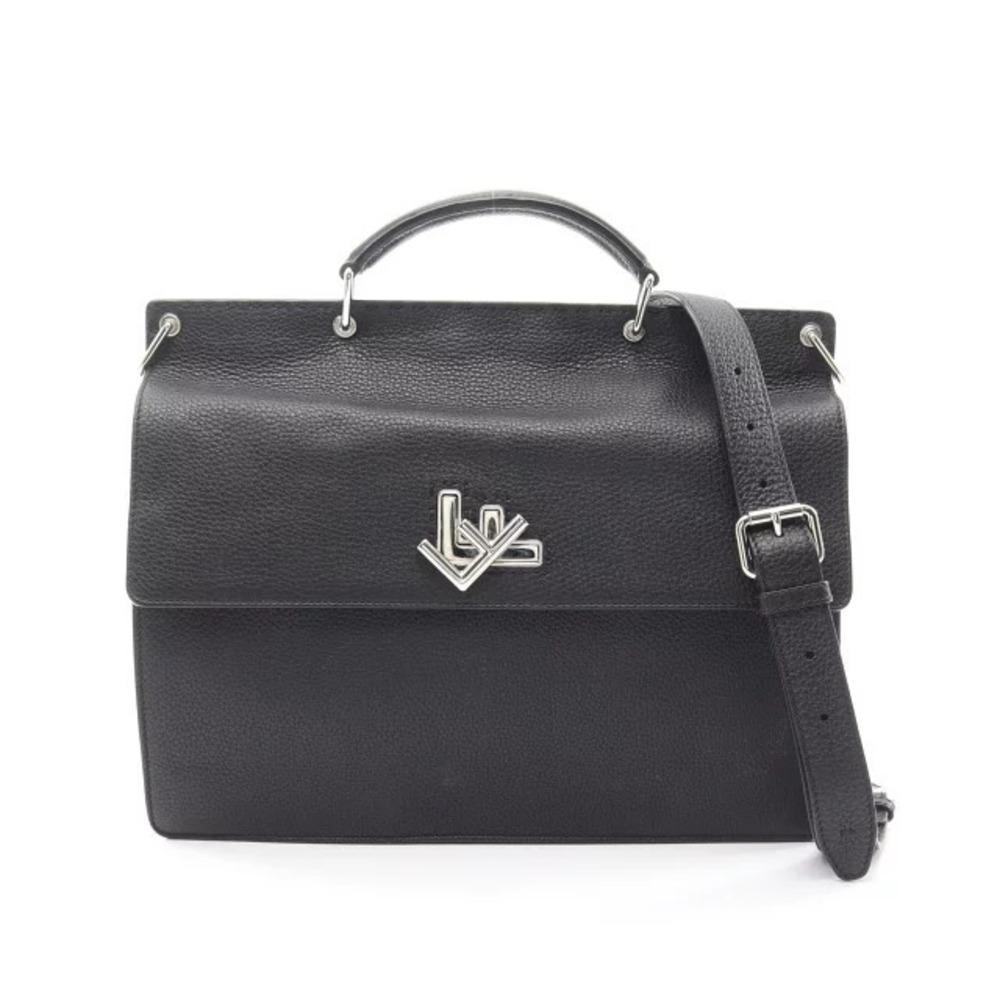 Fendi Selleria FF Turnlock Business Bag Leather Black